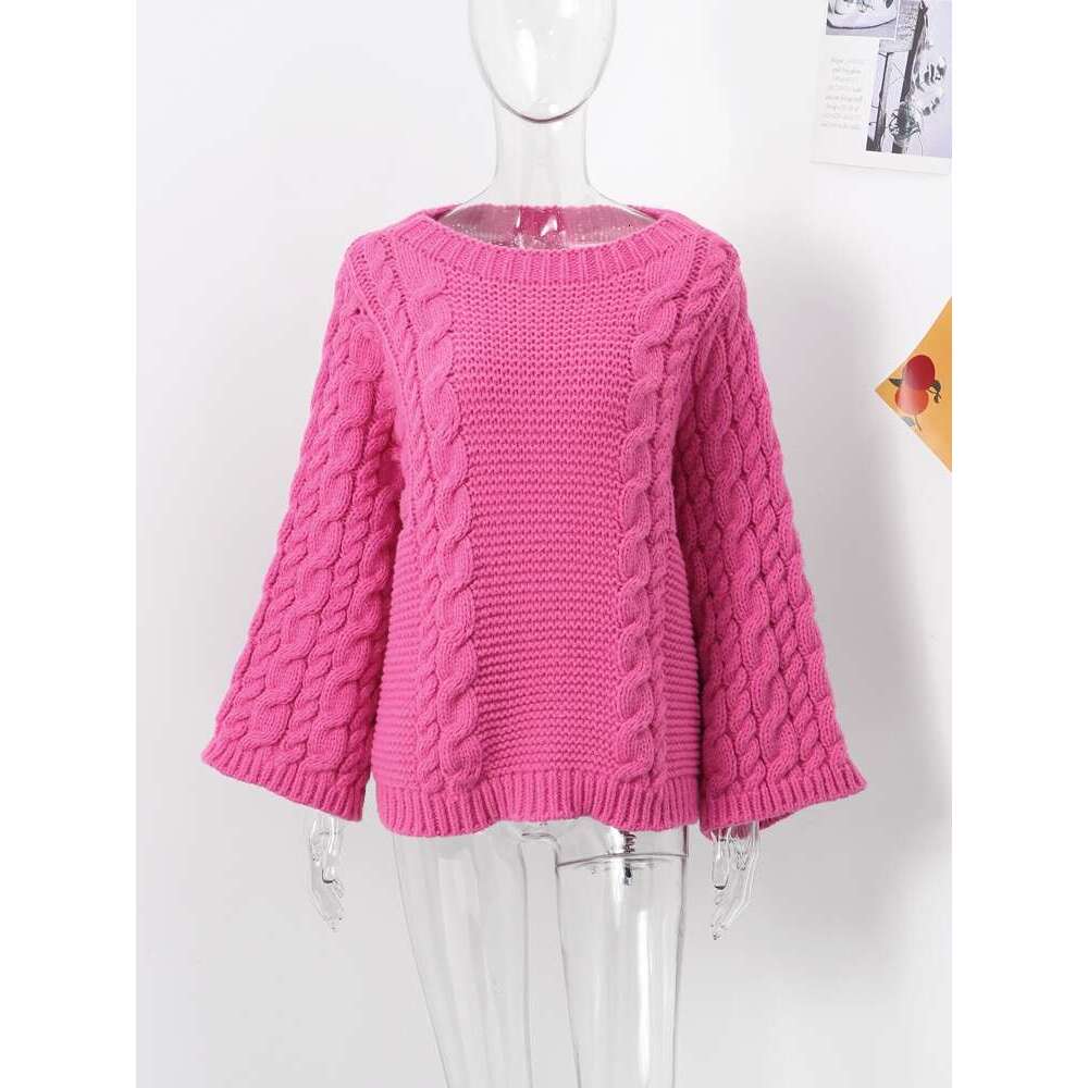 Loose Big Twist Knitted Women's Sweater Turtleneck Long Lantern Sleeve Female Pullover 2024 Autumn Winter Oversized Sweaters