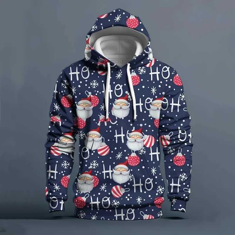 Interesting Santa Claus graphic hoodie fashionable autumn long sleeved mens 3D printed Christmas hoodie casual streetwear womens sportswear Y241016