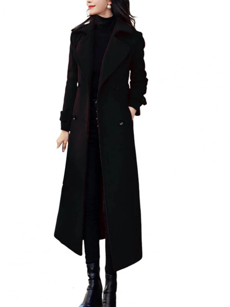 Thermal Winter Overcoat Women Business Mid-calf Length Jacket Formal Wool Blends Double-breasted Coat Thick 241015