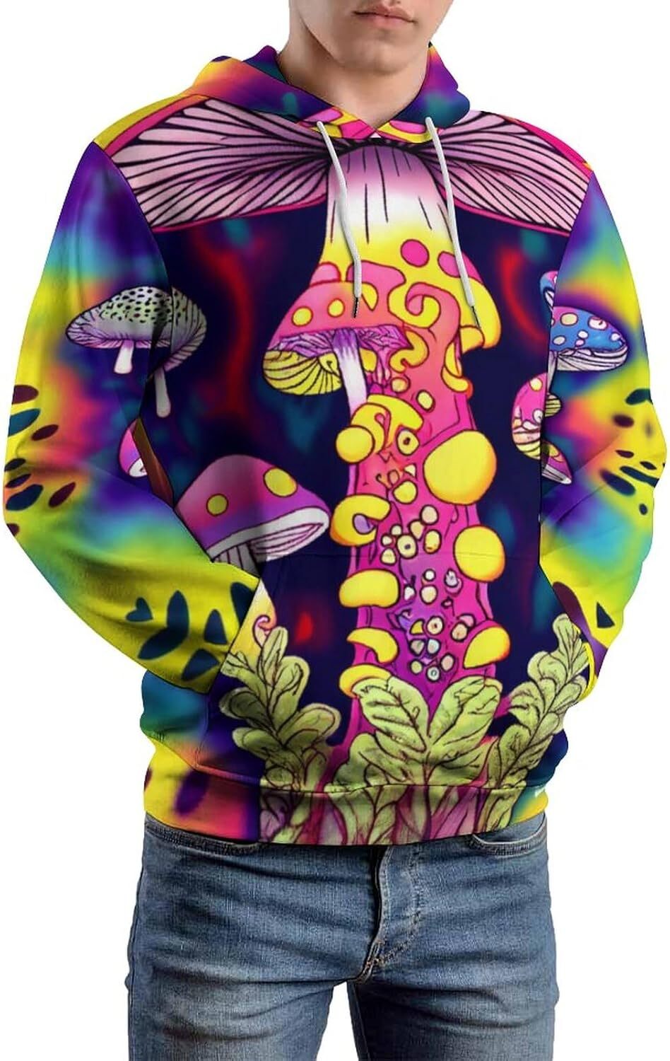 Hoodie for Mens Womens Mens Dream Mushroom Hoodie Novelty Hippie Fungus Hoodies Top Graphic Hoodies sweatshirt Pullover Long Sleeve