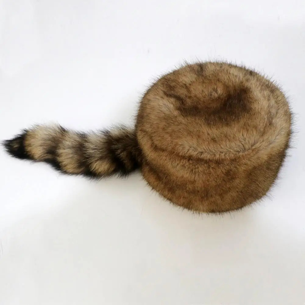 Ladies Winter Hat Soft Thick Faux Fur Decor Heat Retention Cossack Windproof Anti-slip Elastic Flat Top No Brim Washable Cap 241009