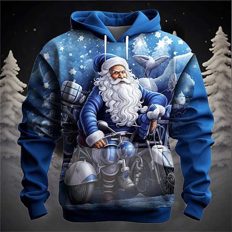Interesting 3D Santa Claus printed mens hoodie for autumn and winter casual sportswear fashionable unisex Xmas clothing oversized zipper Y241016