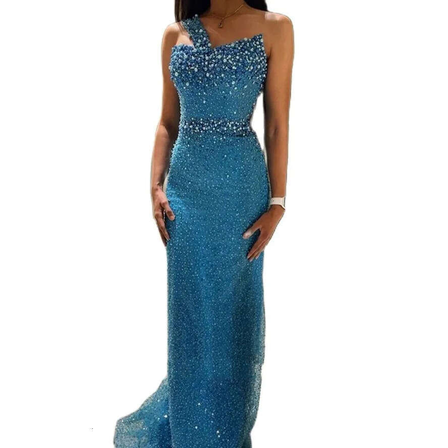 Pearls Mermaid Evening Beaded Dresses Sexy Sleeveless Elegant For Women Formal Party Gowns Robe De Mariee mal