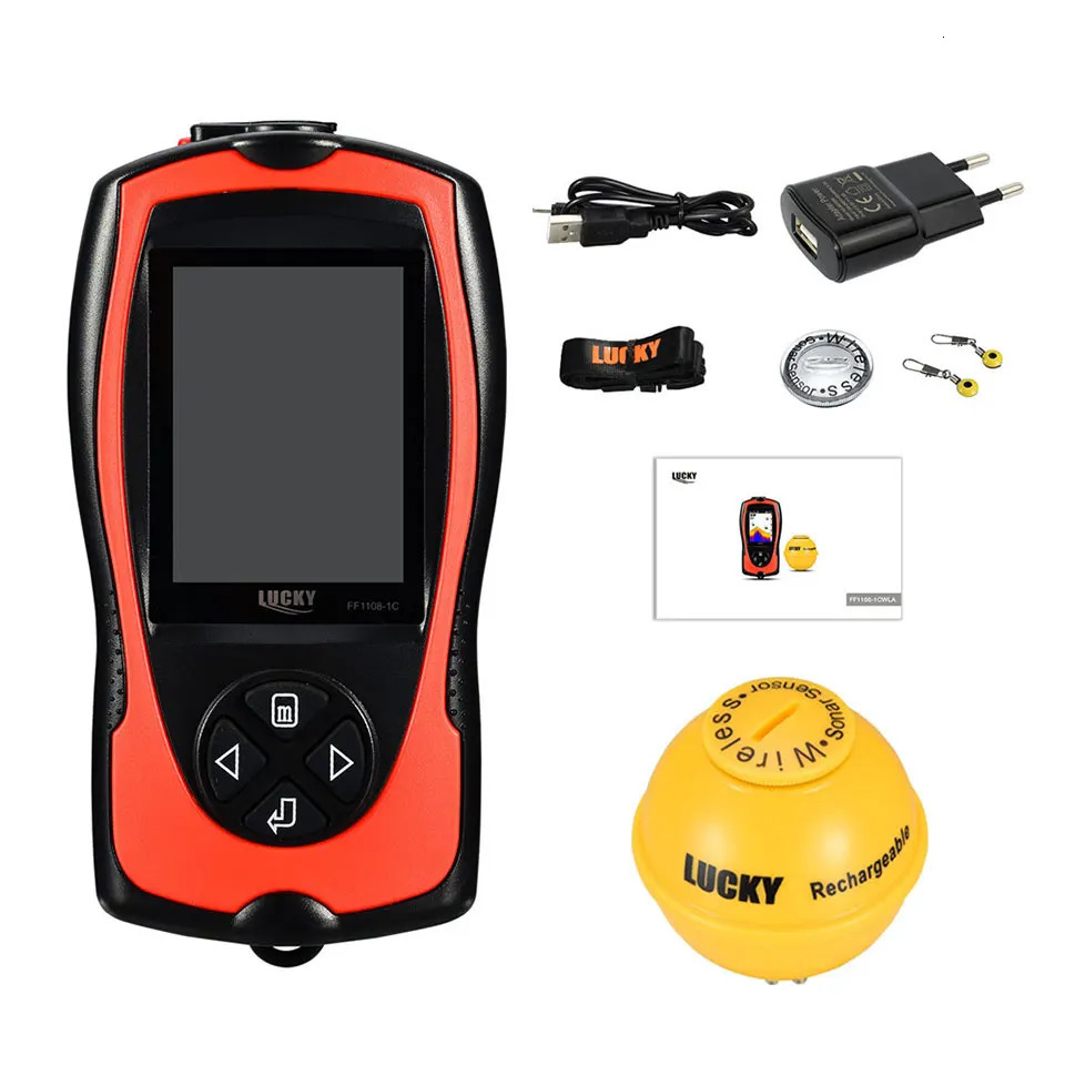 Lucky Rechargeable Fish Finder 08-1CWLA/CT wireless sonar sensor Fishing Finder color display maximum water depth of 45M 241016