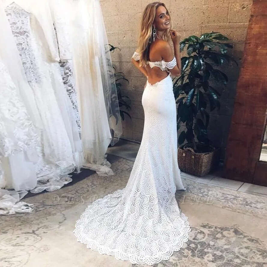 Bohemian Sleeve Short Lace Mermaid Dresses Sweetheart Or Long Split Elegant Country Boho Wedding Dress Bridal Gowns