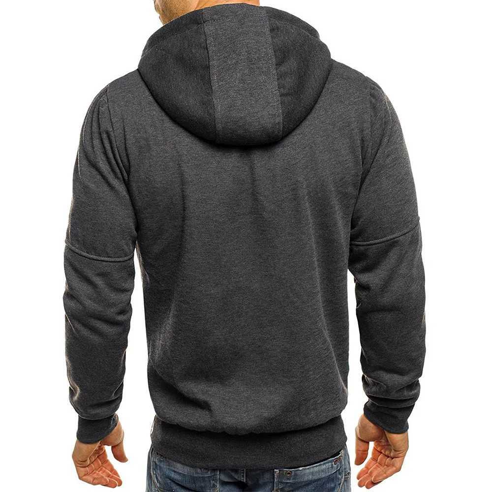 Mens hooded long sleeved sweatshirt zipper design hooded sweatshirt slim fit casual jacket Y241016