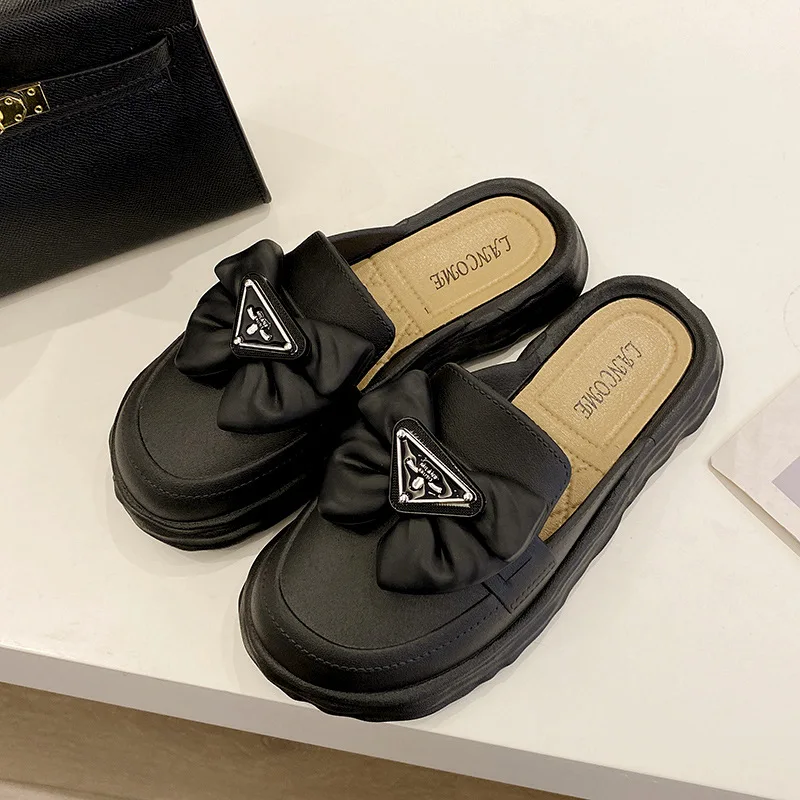Fashion Women Slippers New Bow Platform Lady Commute Casual Sandals Baotou Thick Soled Shoes Comfortable Soft Sole Shoes Female