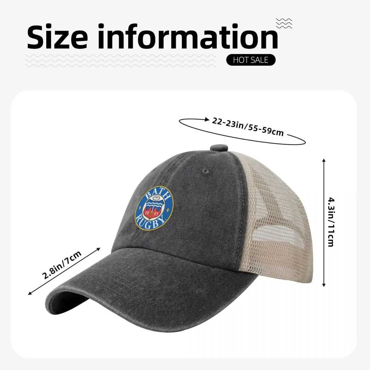 Bath rugby Cowboy Mesh Baseball Cap Ball Cap funny hat Womens MensX240930