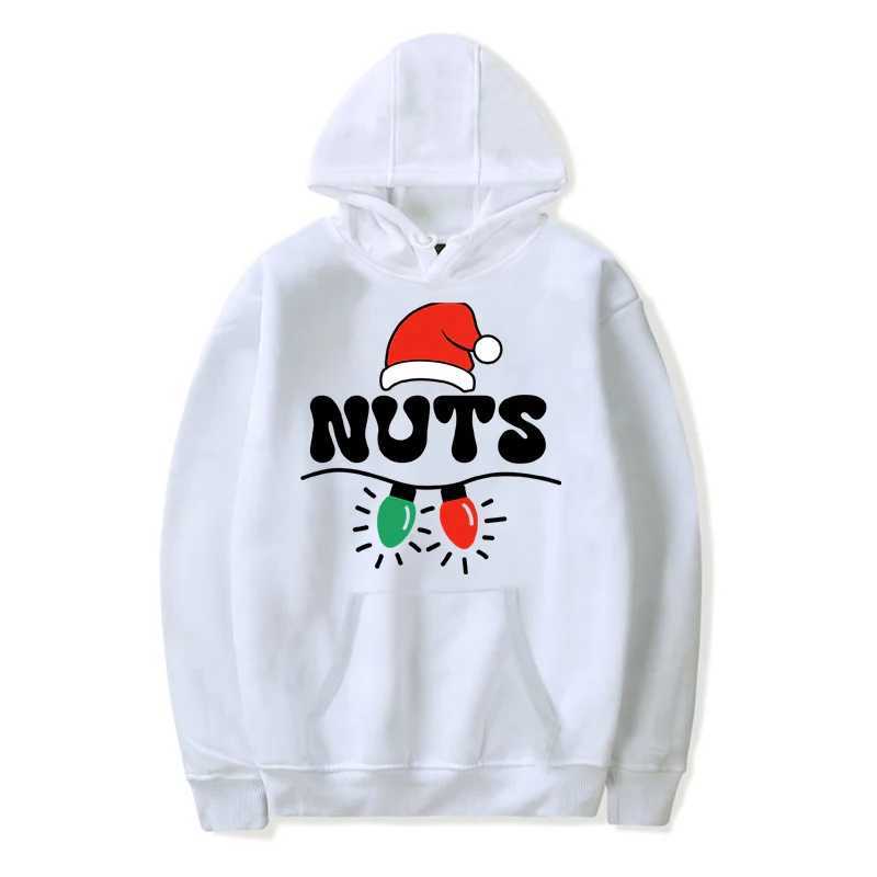 Fall New Christmas Couple Hoodies Funny Letter Design Women Pullover Long Sleeve Fashion Christmas Gift Lover Match Sweatshirt Y241016
