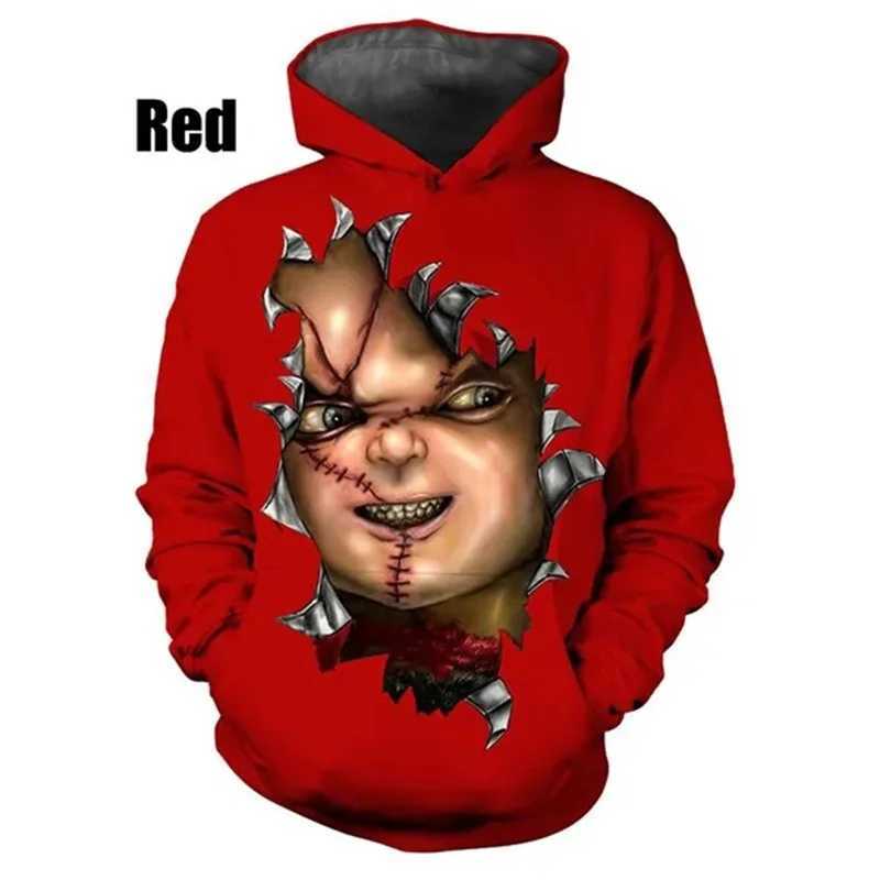 Chucky Doll horror childrens game hoodie mens 3D printed new hoodie womens Harajuku fashion y2k zipper hoodie Y241016