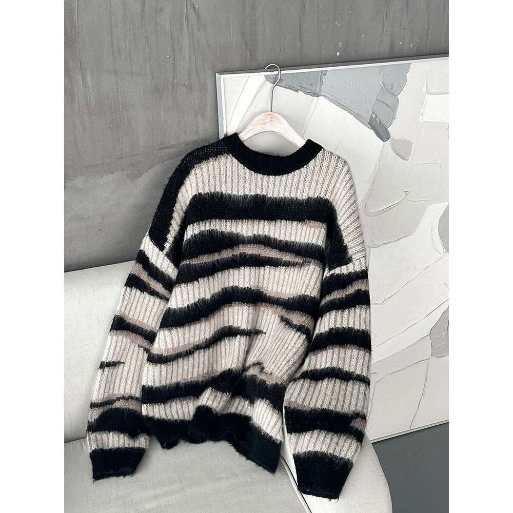 CHIC VEN Women Thick Sweaters Long Sleeve Pit Stripe Irregular Jumpers Lazy Knit Pullovers Female Top Autumn Spring 2023