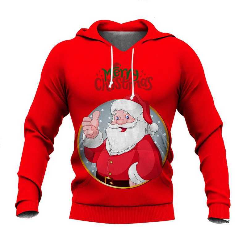 Merry Christmas Mens Casual Clothing Mens Santa Claus Sweater Autumn Mens Milk 3D Printed Hoodie Loose Top Y241016