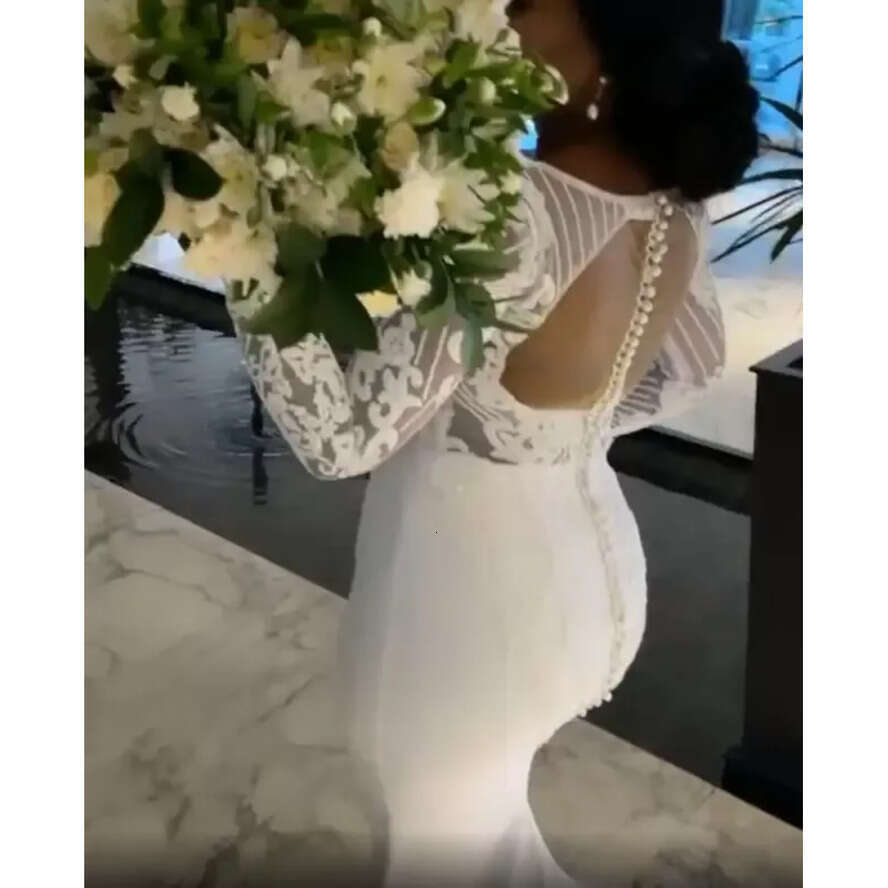 Size Arabic Plus Aso Ebi Lace Beaded Mermaid Wedding Gowns Long Sleeves Satin Vintage Bridal Dresses