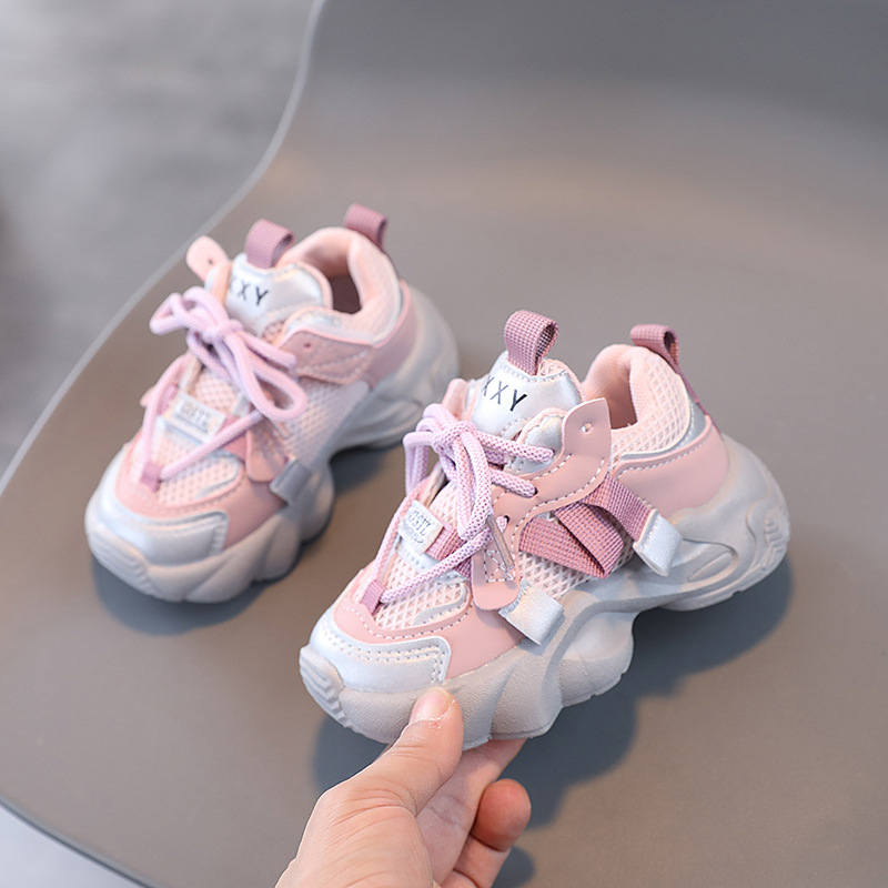 Youth Sneakers Mesh Material Girl Boy Soft-soled Non-slip Running Shoes Cutefeet Korean Style Kids Shoes Big Sizes 22 - 37
