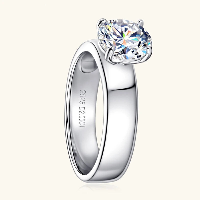 100% genuine 925 sterling silver 2- silica wedding engagement ring womens card commitment ring jewelry GRA certification 241007