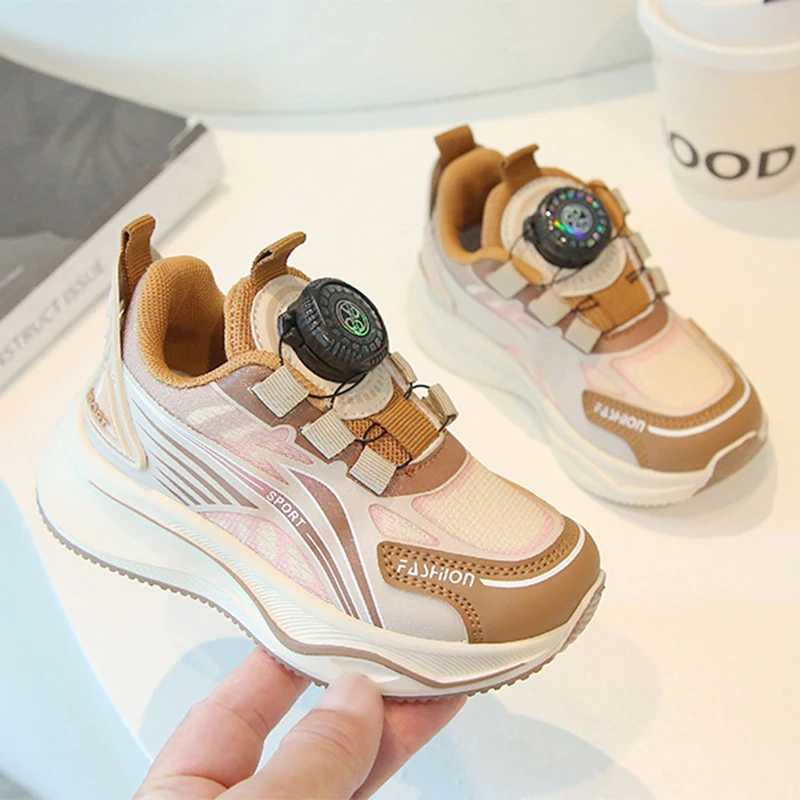 Childrens Fashoin boys casual sports rotating button girls running baby net anti slip soft soled shoes H260130