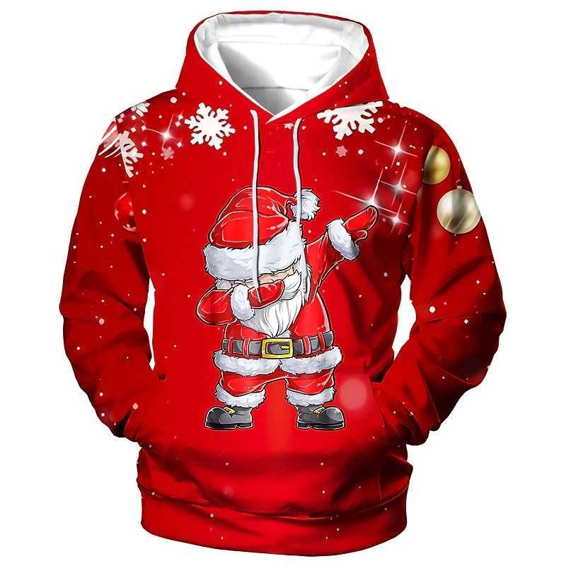 Interesting Santa Claus print mens sportswear hip-hop trend Harajuku y2k clothing fashion casual hoodie autumn loose zipper Y241016