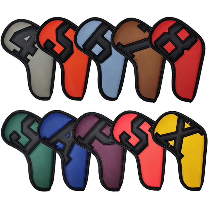 10 pieces Golf Iron Head Covers Iron Headcovers PU Leather Wedges Covers Fast delivery 241010