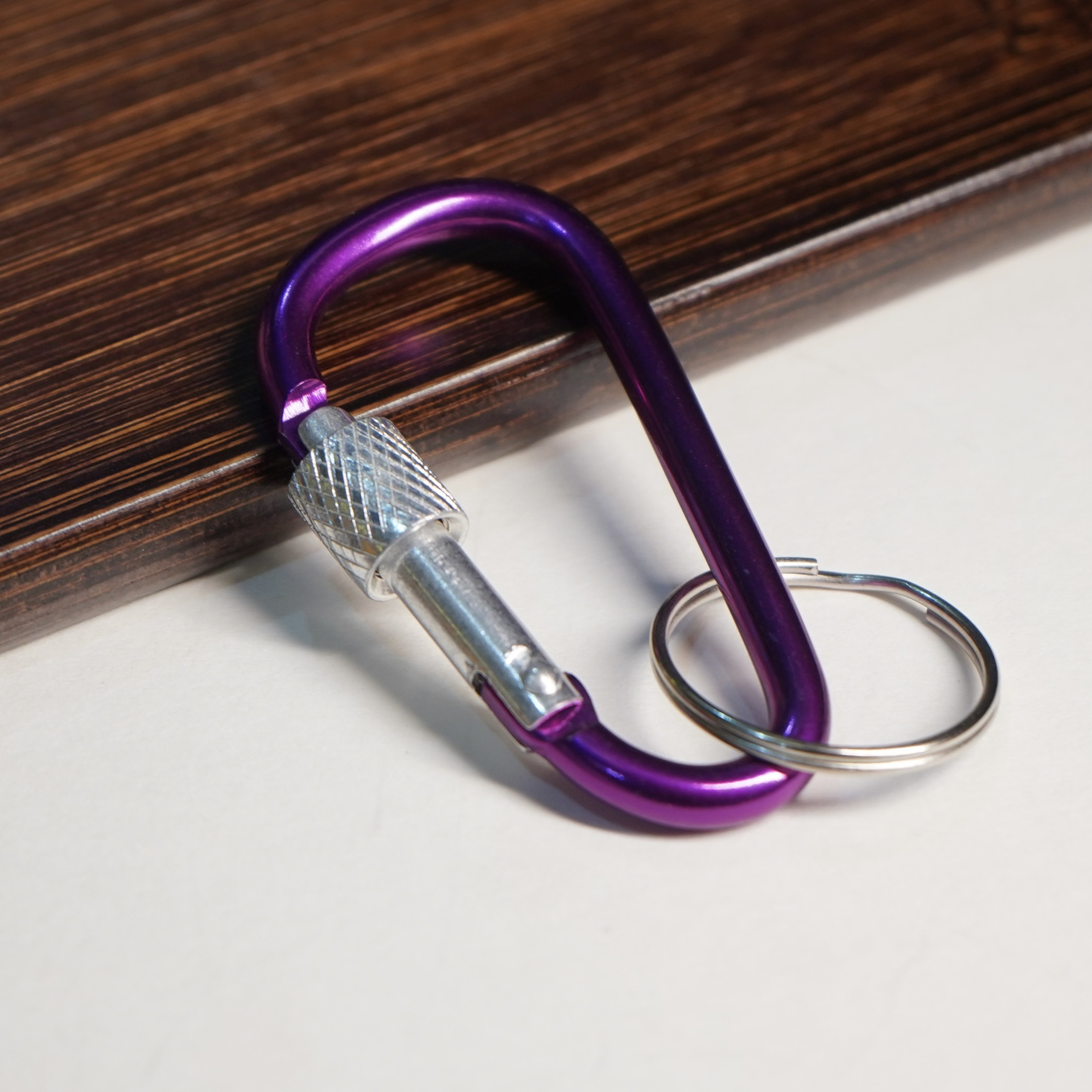 Secure D Type Lock Carabiner with Key Ring - Versatile Hook for Mountaineering Gear and Power Banks