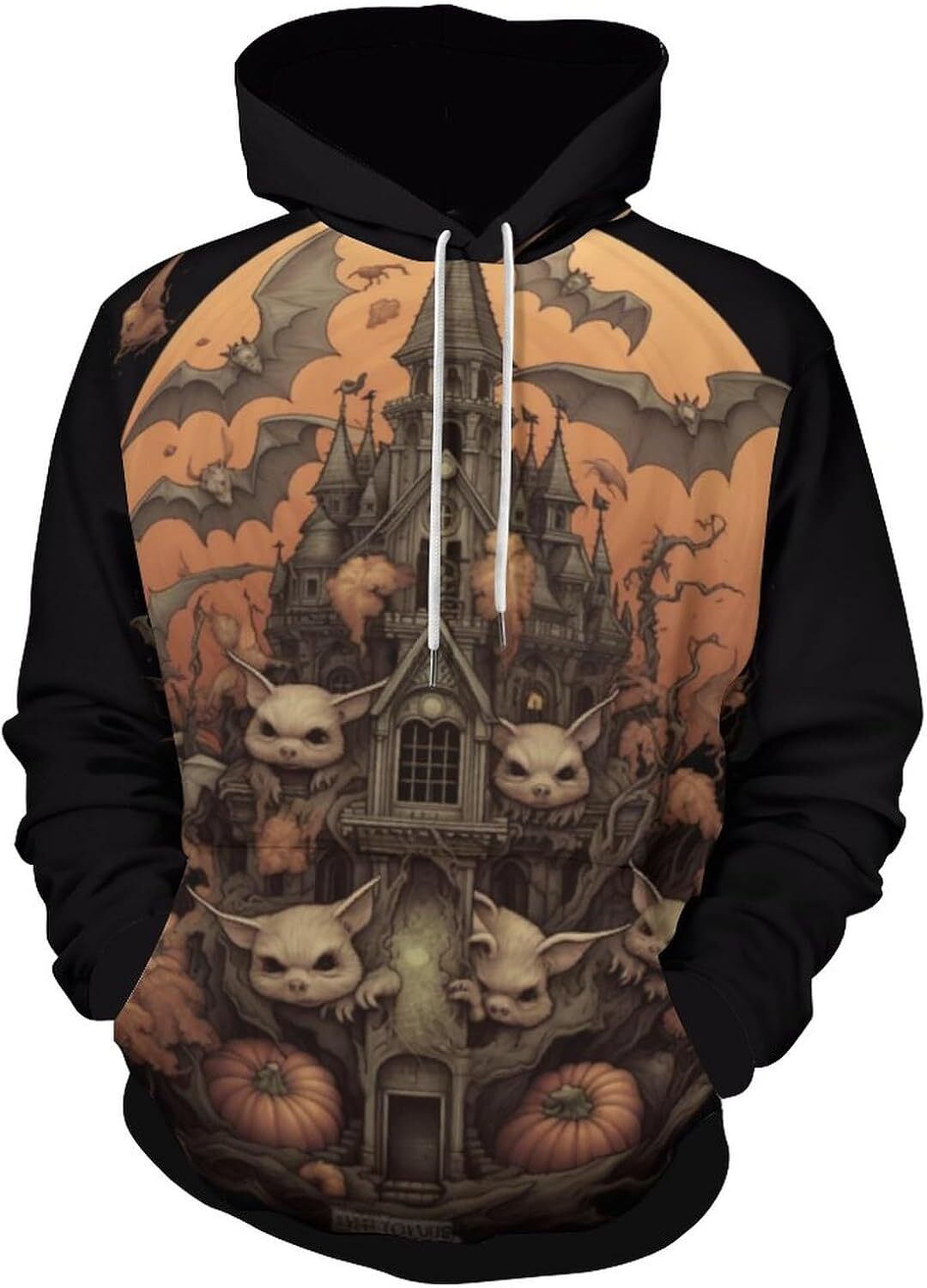 Hoodie for Mens Womens Unisex Psychedelic Ghost Skull 3D Printed Cartoon Pattern Pumpkin Light Long Sleeved Pullover Hoodie Graphic Fashion Trends