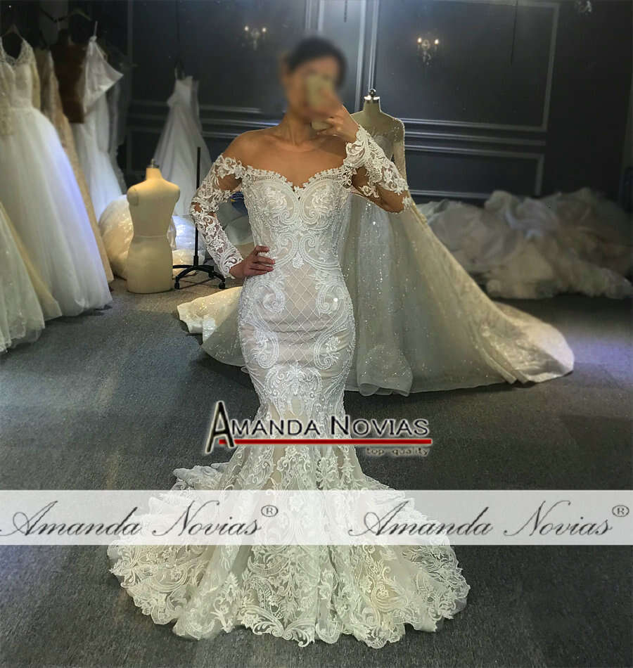 Off The Shoulder Long Lace Sleeves Mermaid Wedding Custom Order Bridal Dress