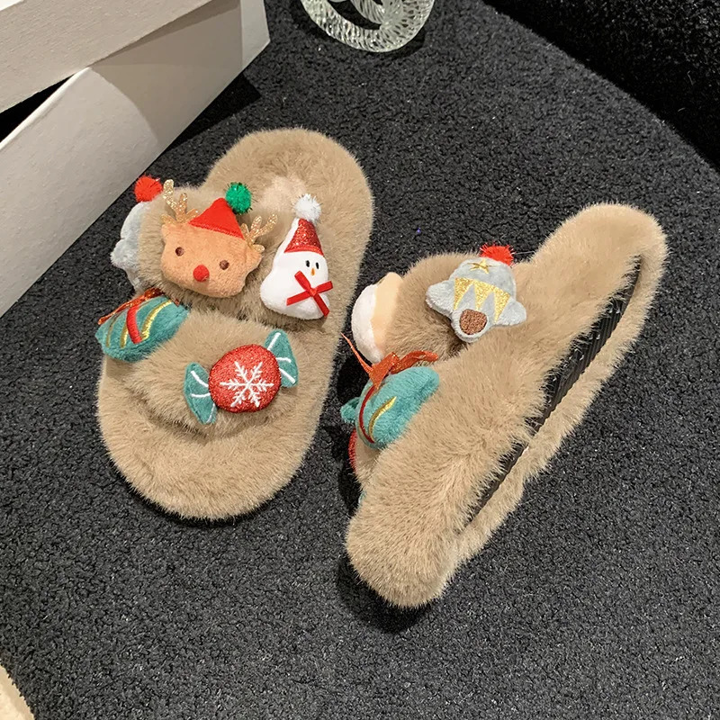 Childrens cotton slippers princess shoes childrens warm winter cartoon cute indoor fur slippers girls soft baby shoes 241016bj