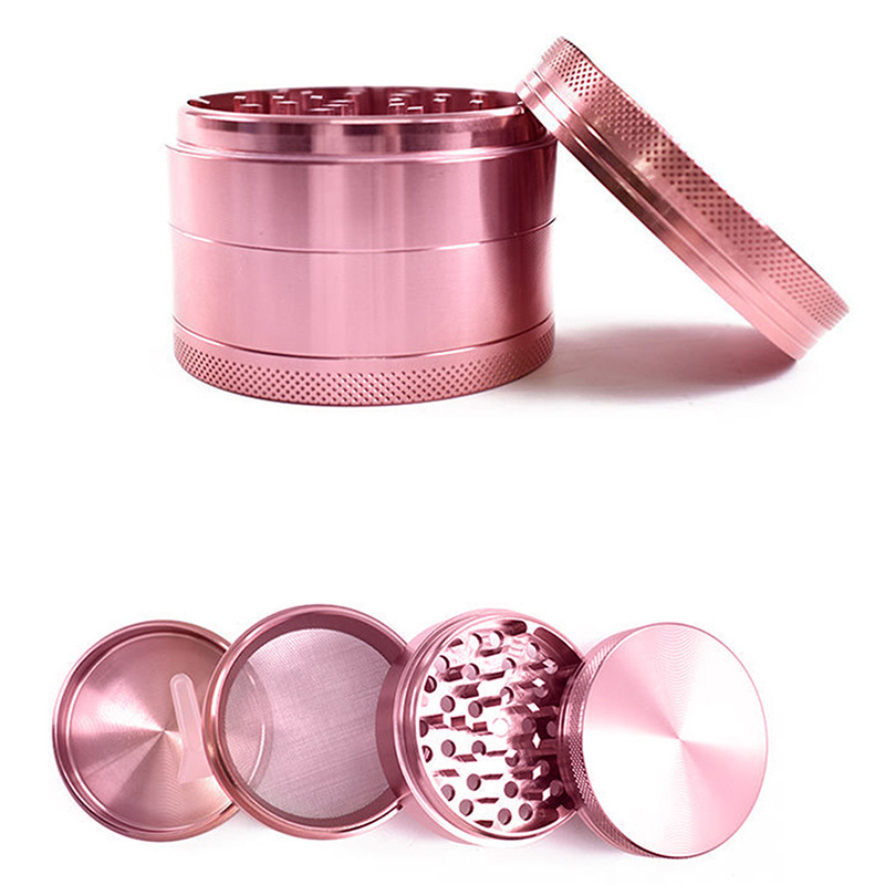 Pink Heart Aluminum Herb Four Piece Grinder, Girly Smoking Accessories for Tobacco-40mm
