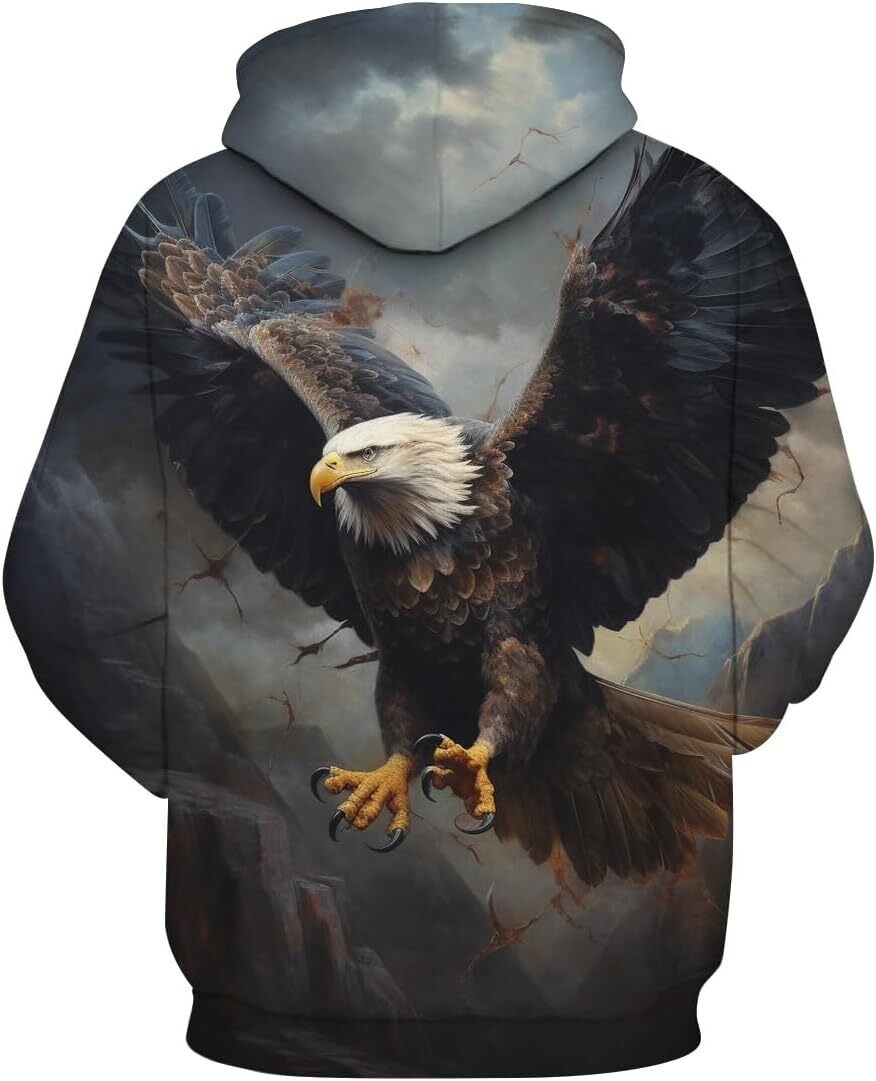 Hoodie for Mens Womens Unisex Retro Eagle Flag Hoodies Mens Funny Pattern Cool Long Sleeve Pullover Hoodie Graphic Hoodies sweatshirt Pullover Long Sl