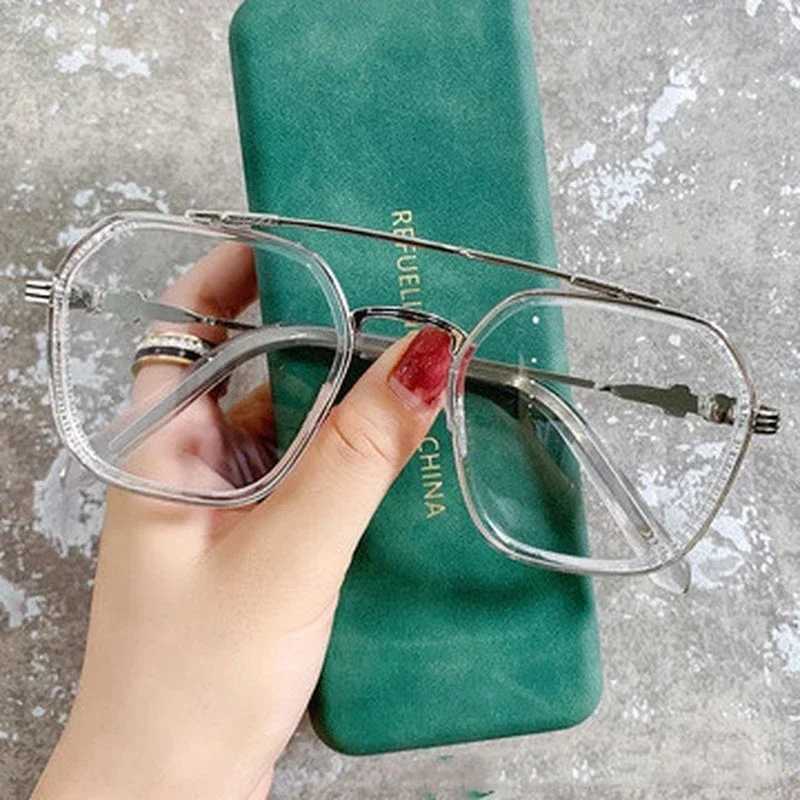 1PCs Blue Light Blocking Fashion High-end Glasses Men Optical Clear Glasses Black Square Frame Eyeglasses Anti-radiationX2782