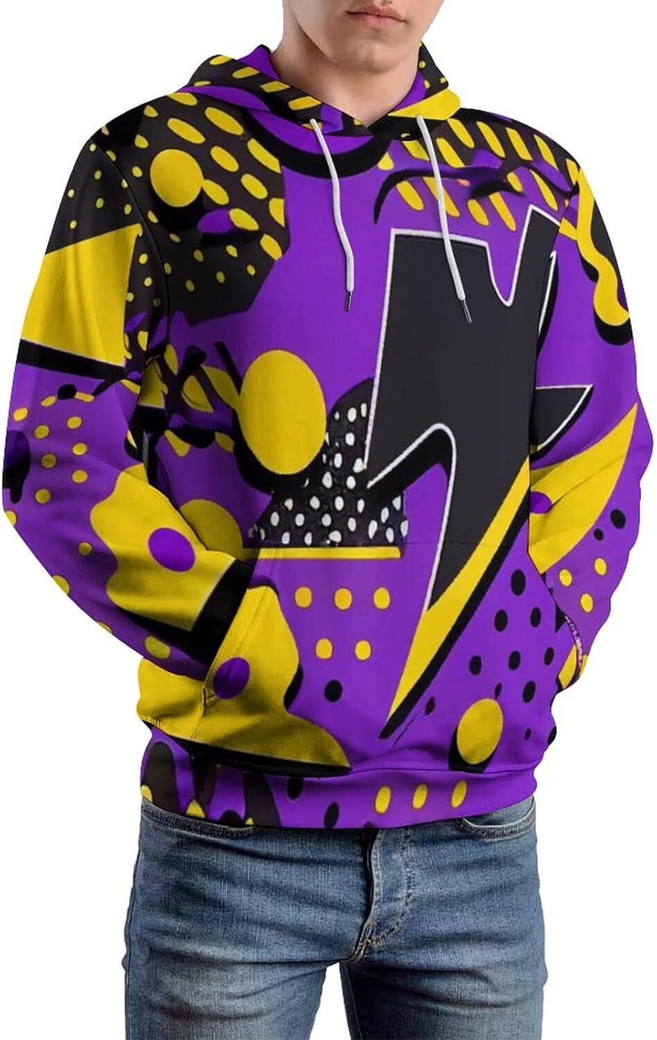 Hoodie for Mens Womens Mens Funny 80s 90s Aesthetic Style Hoodie 3D Art Geometric Pattern Printed Retro Long Sleeve Sweatshirt Hoodie Graphic Fashion 