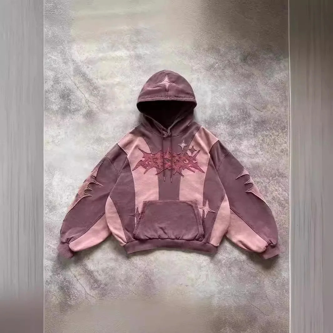 Street Hip Hop Hoodies Fashion Collage Hooded Sweatshirt Trend Men Women High Quality Autumn Loose Hoodie Y2K Patchwork 241016