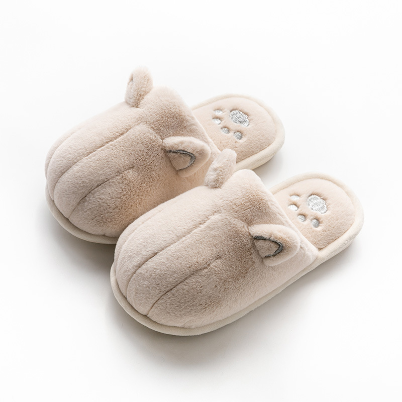 Plush cotton slippers cute female winter cartoon home anti slip warm indoor cotton shoes