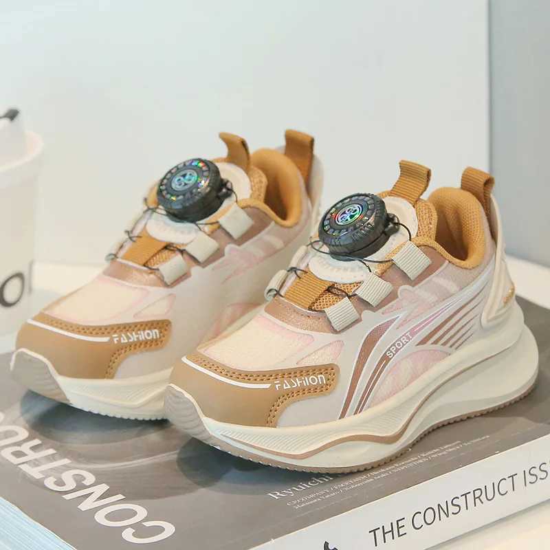 Childrens Fashoin boys casual sports rotating button girls running baby net anti slip soft soled shoes H260130