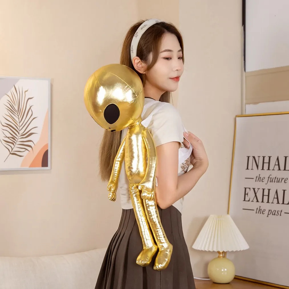 60cm fashionable alien backpack PU ET exotic soft filled plush doll plush animal toy childrens creative gift 241016