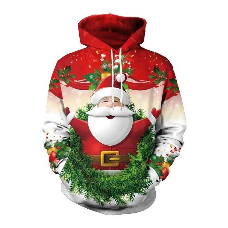Christmas Hoodie Mens Sportswear Unisex 3D Printed Santa Claus Printed Hoodie Mens Universal Harajuku Fashion Pullover Y241016
