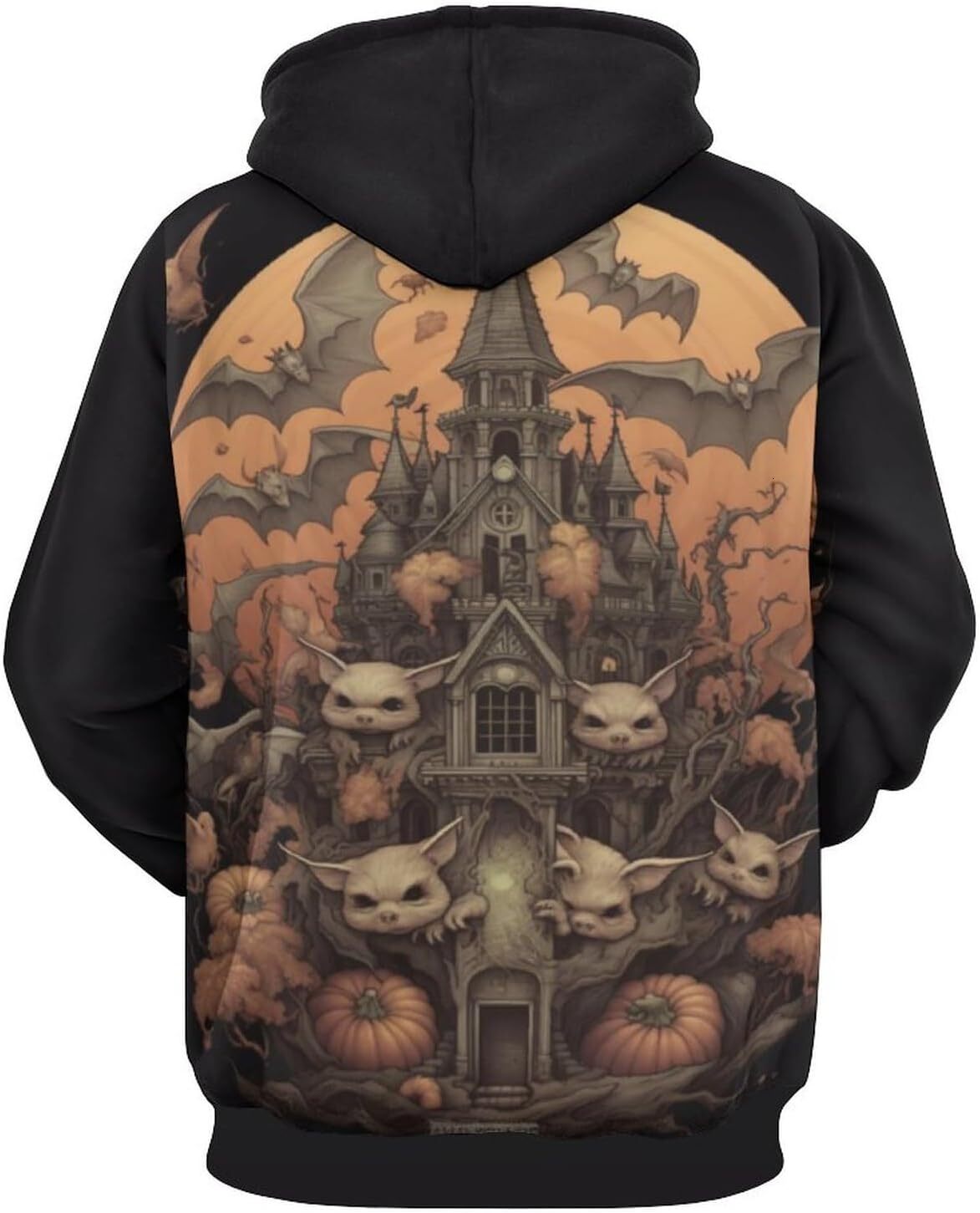 Hoodie for Mens Womens Unisex Psychedelic Ghost Skull 3D Printed Cartoon Pattern Pumpkin Light Long Sleeved Pullover Hoodie Graphic Fashion Trends
