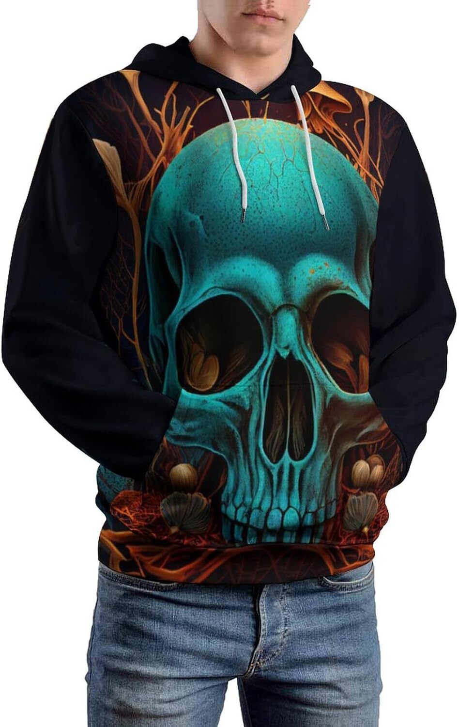 Hoodie for Mens Womens Mens Novelty Color Tie Dyed Skull Hoodie 3D Art Printing Mushroom Skull Pattern Pullover Hoodie Graphic Hoodies sweatshirt Fash