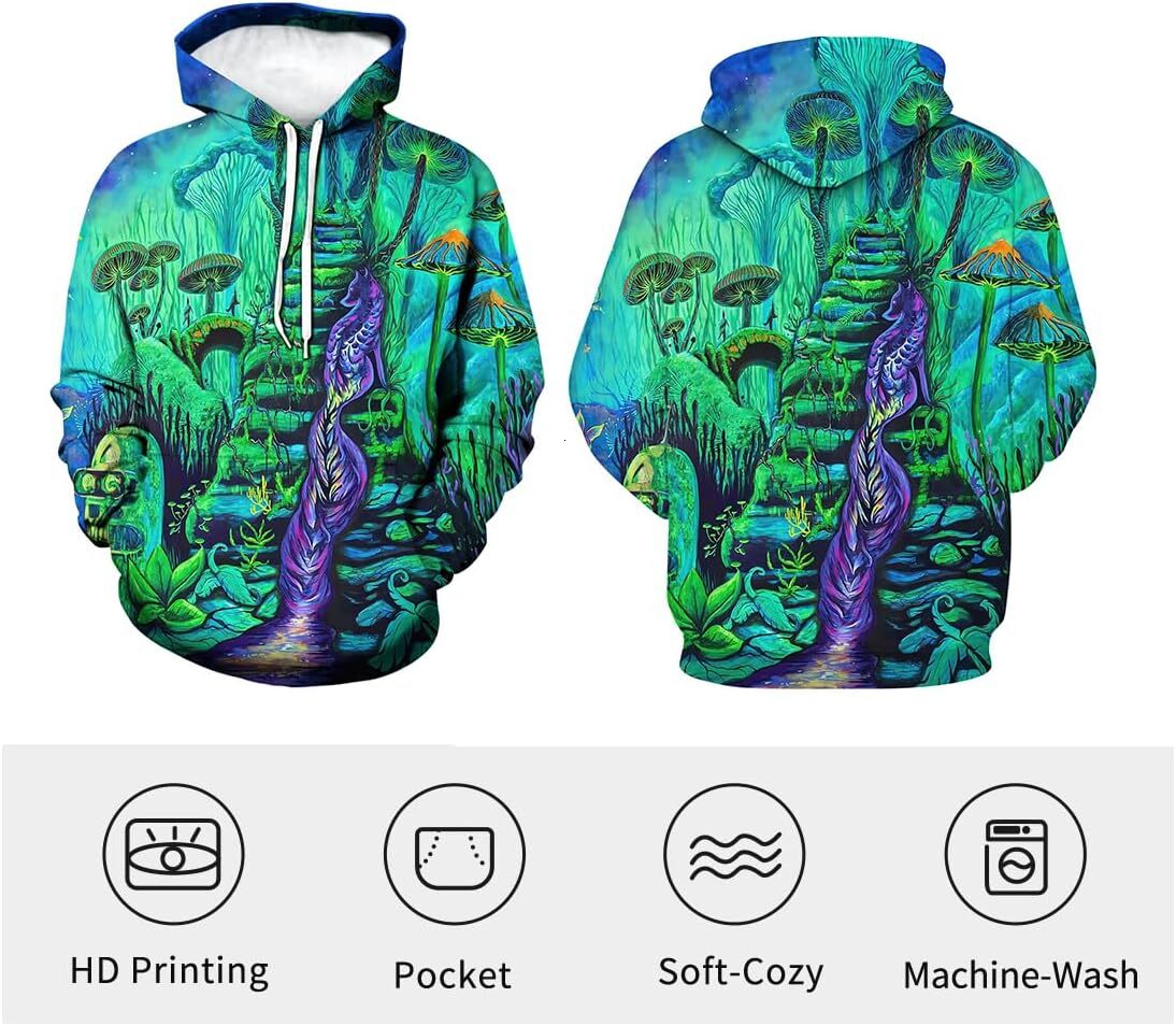 Hoodie for Mens Womens Trippy Hoodies 3D Printed Cartoon Marine Life Long sleeved Sweatshirt Pullover Sweater Graphic Hoodies sweatshirt Pullover Long