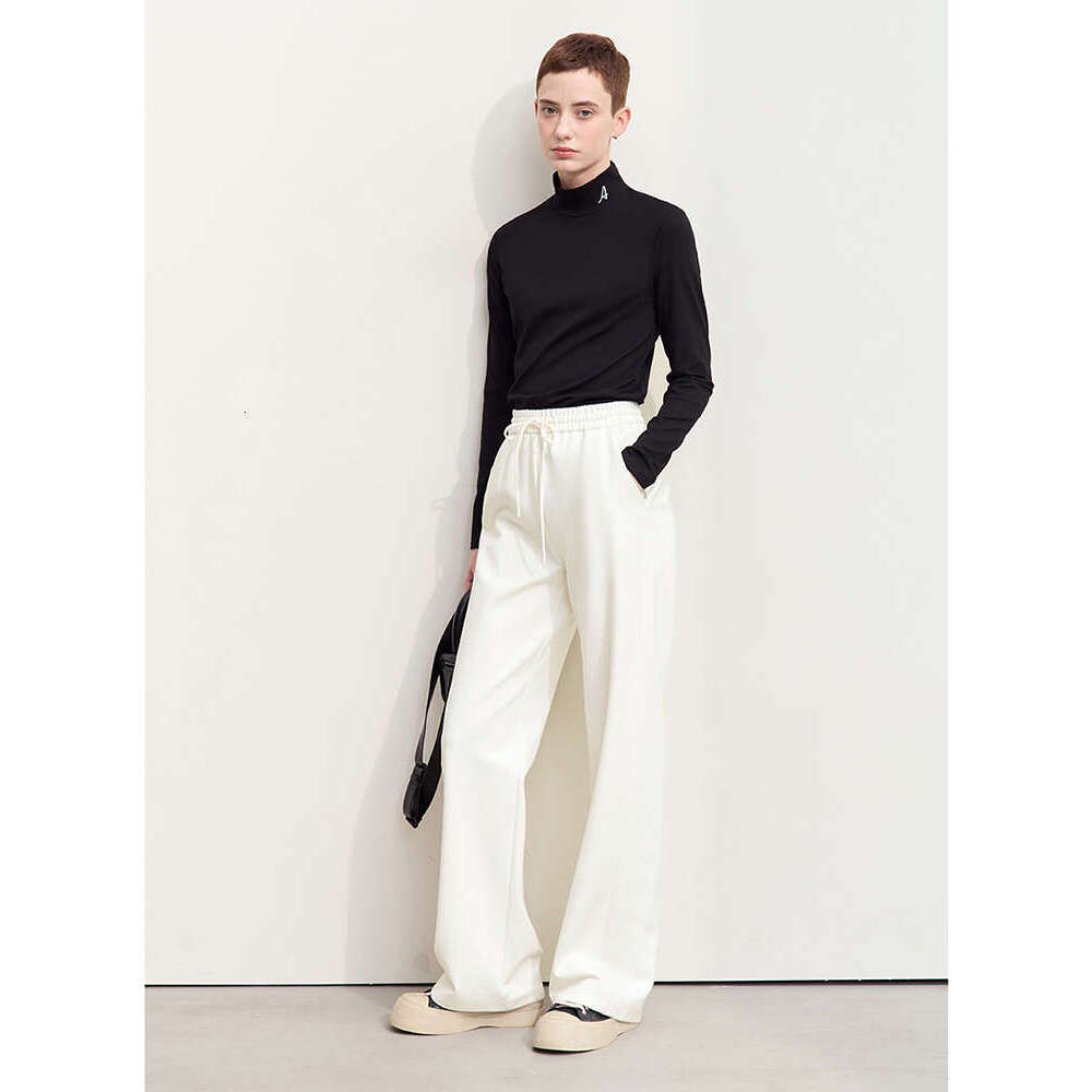 AMII Minimalist Casual Pants For Women 2023 Autumn Wide Leg New Loose Vertical Elastic Waist Drawstring Sporty Trousers 12343338