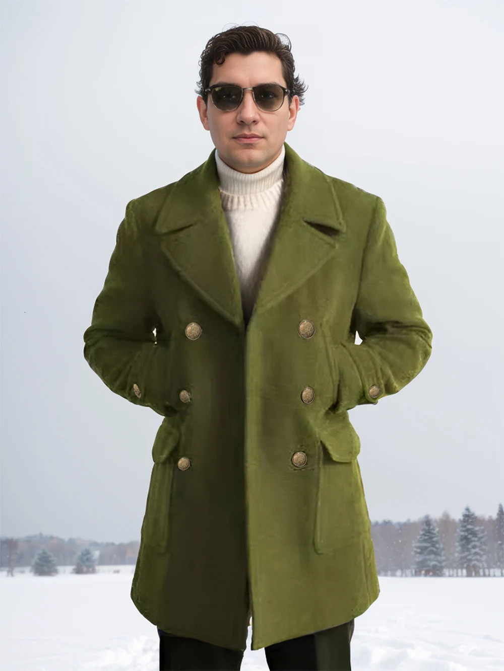 2024 British style mens clothing midlength longsleeved woolen coat autumn and winter 241010