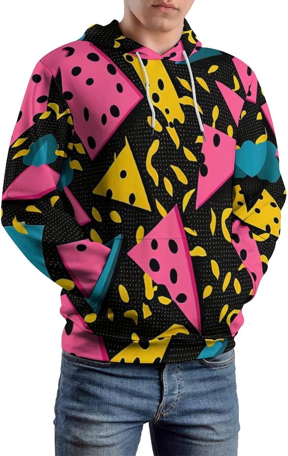 Hoodie for Mens Womens Vintage 80s 90s Aesthetic Style Hoodie 3D Geometric Abstract Pattern Printed Long Sleeve Sweatshirt Hoodie Graphic Hoodies swea