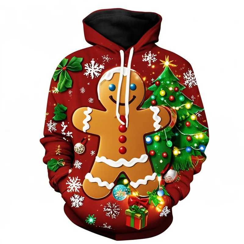 Merry Christmas gingerbread 3D printed new hoodies and sweaters ugly Christmas trees interesting zippers for Christmas sweaters Y241016