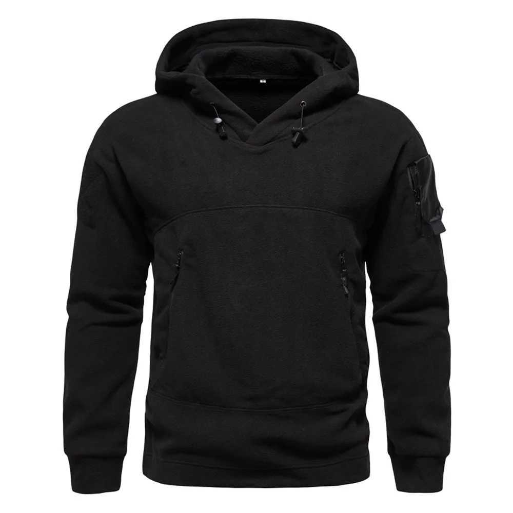 2024 Mens Thick Wool Sweater Autumn Winter Mens Sports Hat Black Windproof Extra Large Mens Street Clothing Hoodie Y241016