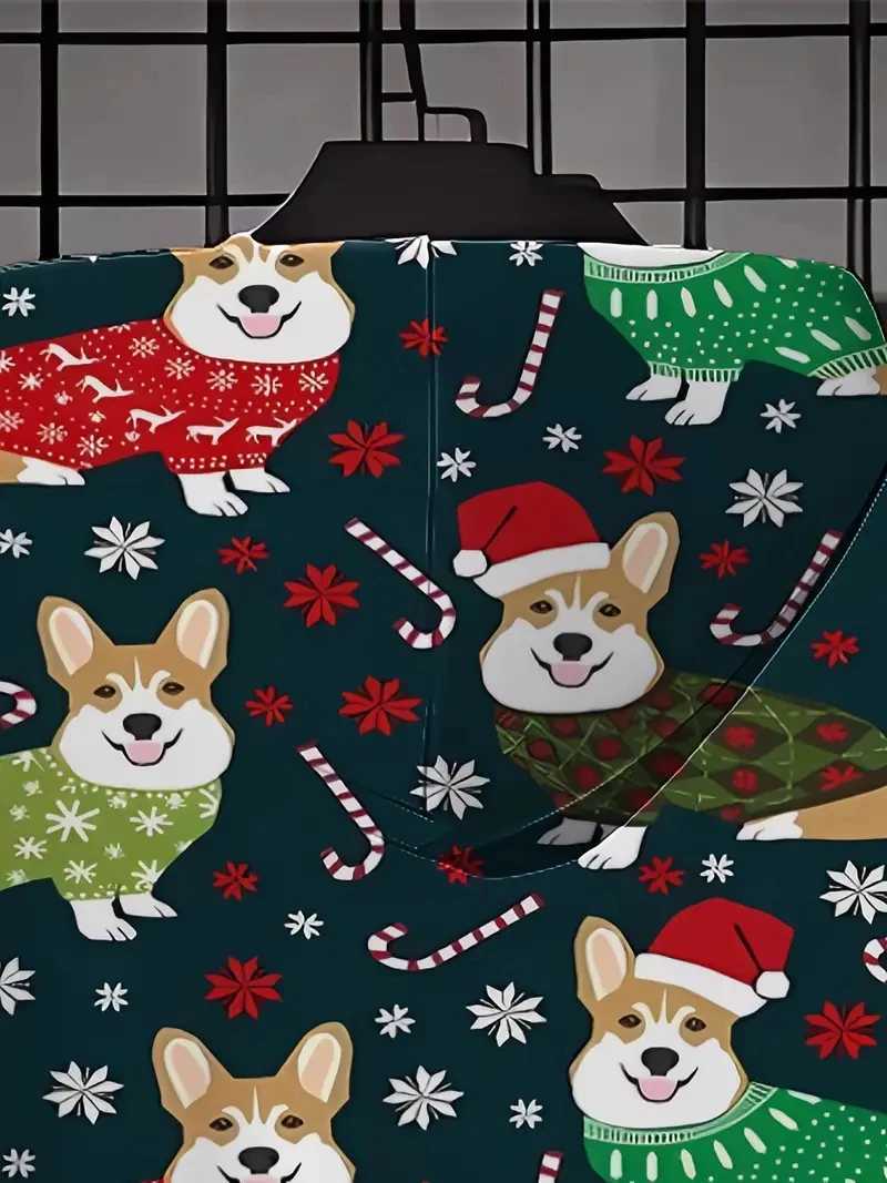 2025 Mens Christmas Dog Hoodie 3D Printed Long Sleeve Sewatshirts Mens Casual Hoodie Flip Large Mens Wear Y241016