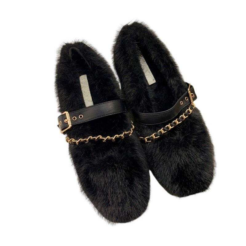 Women's Winter Coarse Heel Plush Cotton Single Shoes 2687