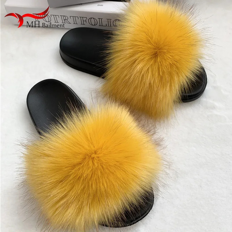 Faux Fur Slippers Women Soft Home Furry Fluffy Sandals Female Casual Flops Slides Winter Warm Flat Shoes Plus Size 36-45 241008