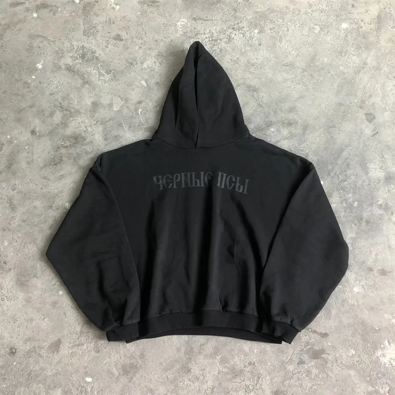 Vintage Ye Vultures Album Merch Black Dogs Graphics Pocket Hoodie Men Y2K Autumn Casual Oversize Sweatshirt Streetwear Women Top 241016