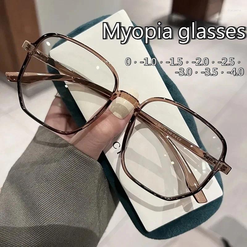 Sunglasses 0 To -4.0 Vintage Square Myopia Glasses Women Men Ultralight Resin Lens Clear Shortsighted Myopic Eyewear Mens
