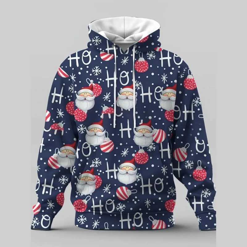 Interesting Santa Claus graphic hoodie fashionable autumn long sleeved mens 3D printed Christmas hoodie casual streetwear womens sportswear Y241016