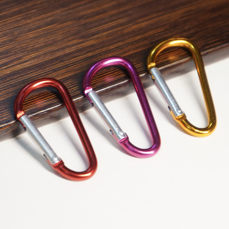 Sturdy Aluminum Carabiner with D-Shape Ring and Spring Release for Outdoor Equipment Attachment